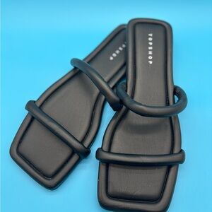 Topshop black double strap sandals